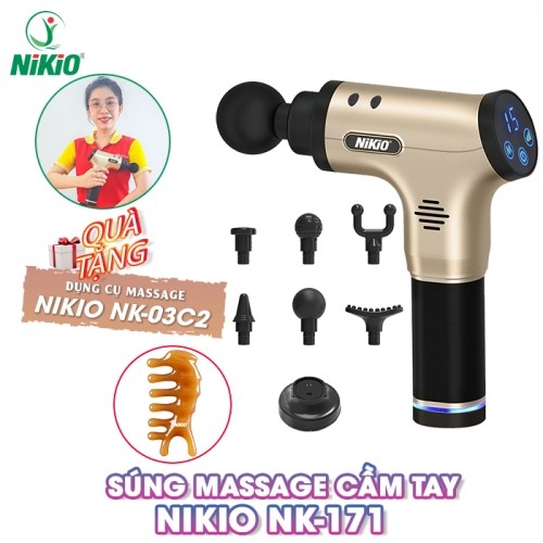 Súng massage cầm tay Nikio NK-171 vàng - Trị đau mỏi cơ hiệu quả