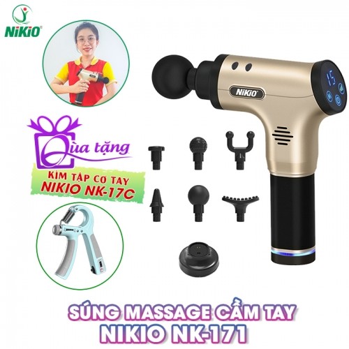 Súng massage cầm tay Nikio NK-171 vàng - Hỡ trợ trị đau mỏi cơ hiệu quả
