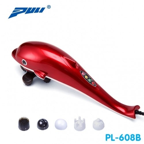 Máy massage cầm tay cá heo 6 đầu PULI PL-608B - Mẫu mới, đỏ