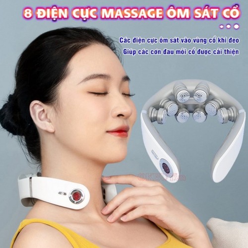 Máy Massage Cổ Xung Điện 8D Nikio NK-131 - Rung Nóng Kết Hợp Ánh Sáng Sinh Học