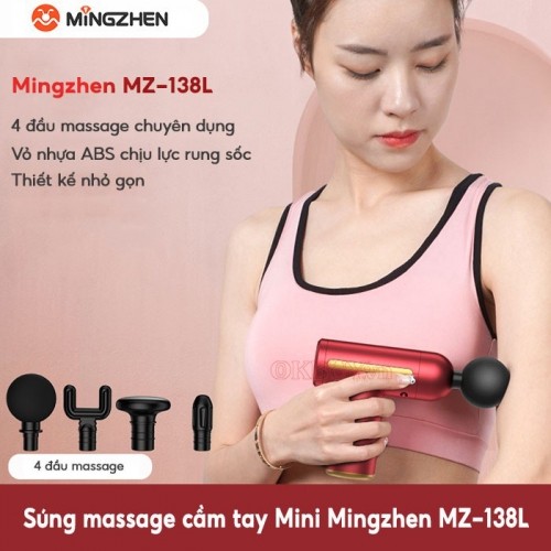 Súng massage cầm tay Mini Ming Zhen MZ-138L -  4 đầu, 6 tốc độ - Giảm đau nhức toàn thân