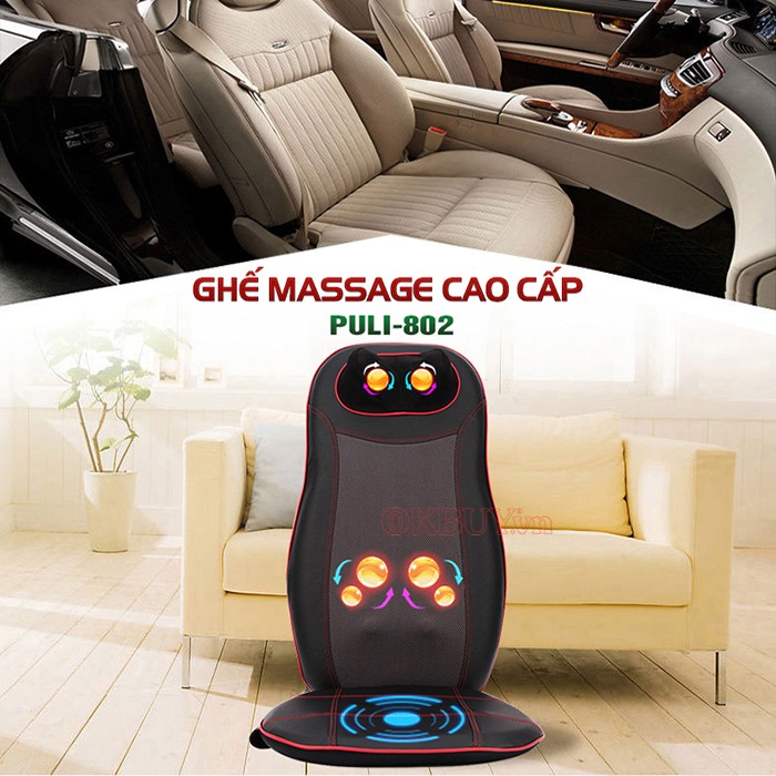Ghế massage ô tô toàn thân hồng ngoại Puli PL-802 - 48W