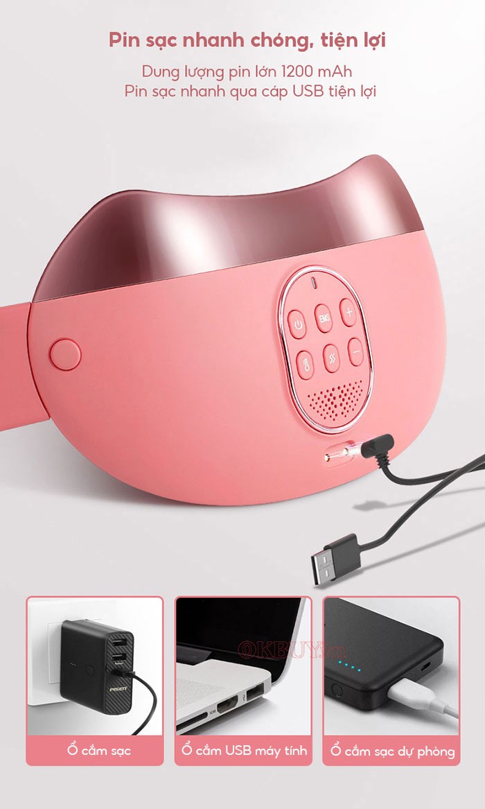 Máy massage xung điện giảm béo bụng Mingzhen MZ-678M pin sạc tiện lợi