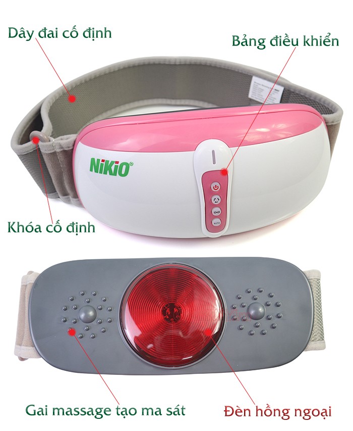 Đai massage bụng Nikio NK-169DC rung lắc, hồng ngoại được thiết kế rất thông minh với độ cong vừa phải, giúp máy ôm sát vào vùng bụng.