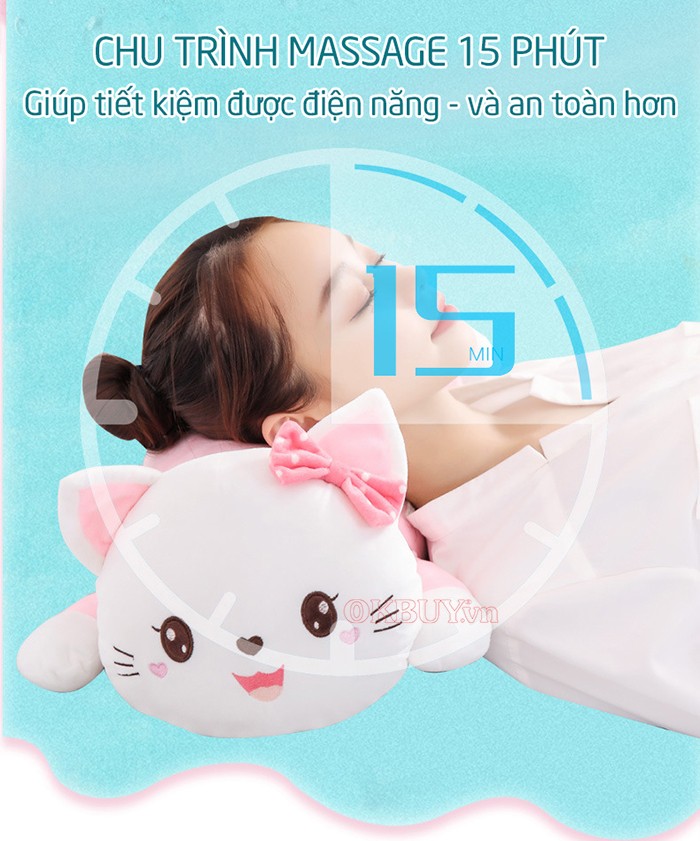 Gối massage hồng ngoại pin sạc hello kitty YJ-68
