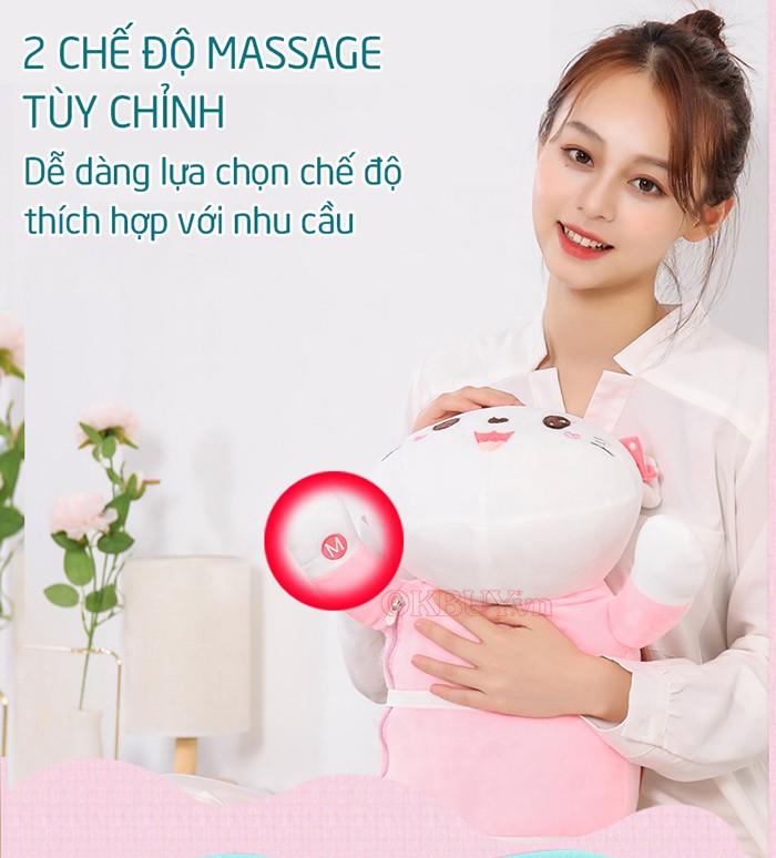Gối massage hồng ngoại pin sạc hello kitty YJ-68