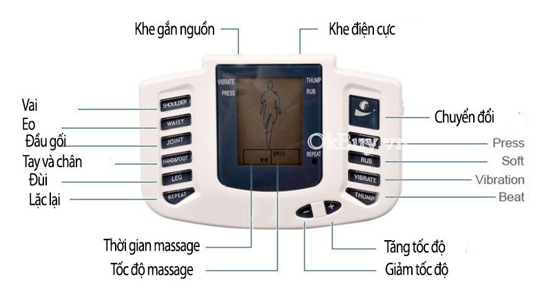Máy massage xung điện 6 miếng điện cực và trị liệu dép