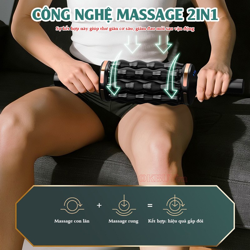 Con lăn massage cầm tay Puli PL-799DC công nghệ 2 in 1