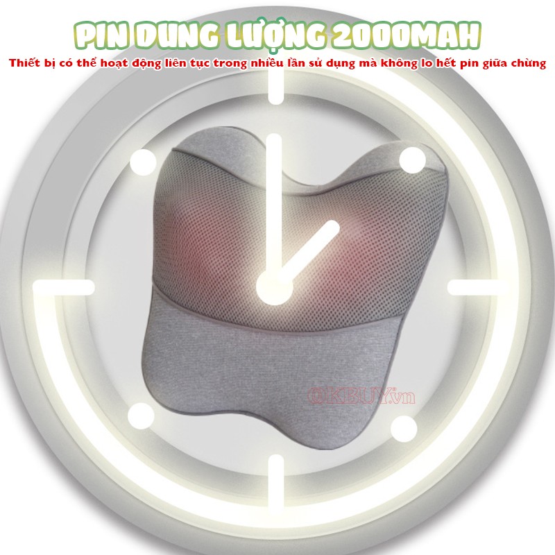 Gối massage lưng cổ vai gáy pin sạc 2000 mAh Booster ST-1203