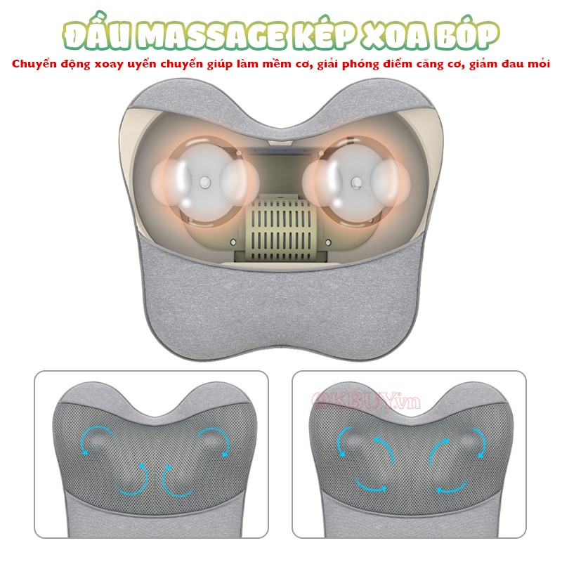 Gối massage lưng cổ vai gáy đầu massage kép Booster ST-1203