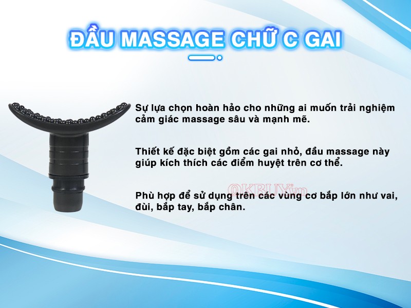 Bộ 9 đầu massage phù hợp với dòng súng Booster đầu massage chữ C gai