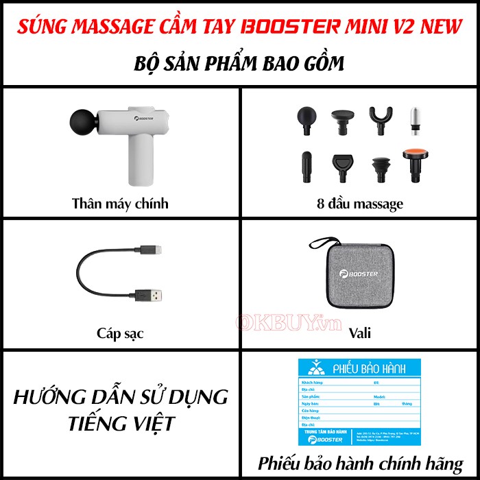 Súng massage cầm tay hướng dẫn sử dụng Booster Mini V2 New