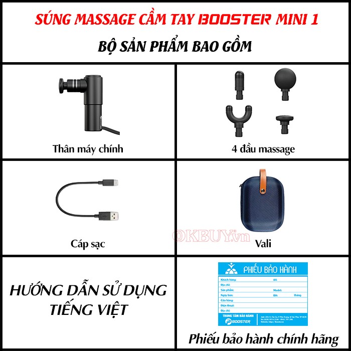 Súng massage cầm tay mini 4 đầu Booster MINI 1 Pocket