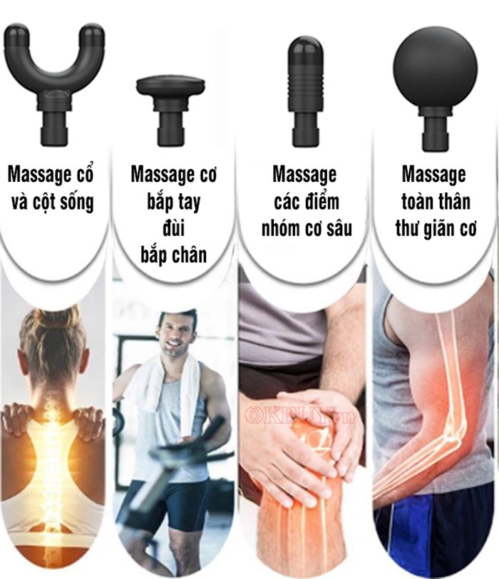 Súng massage gun điều trị căng cơ bắp Booster MINI