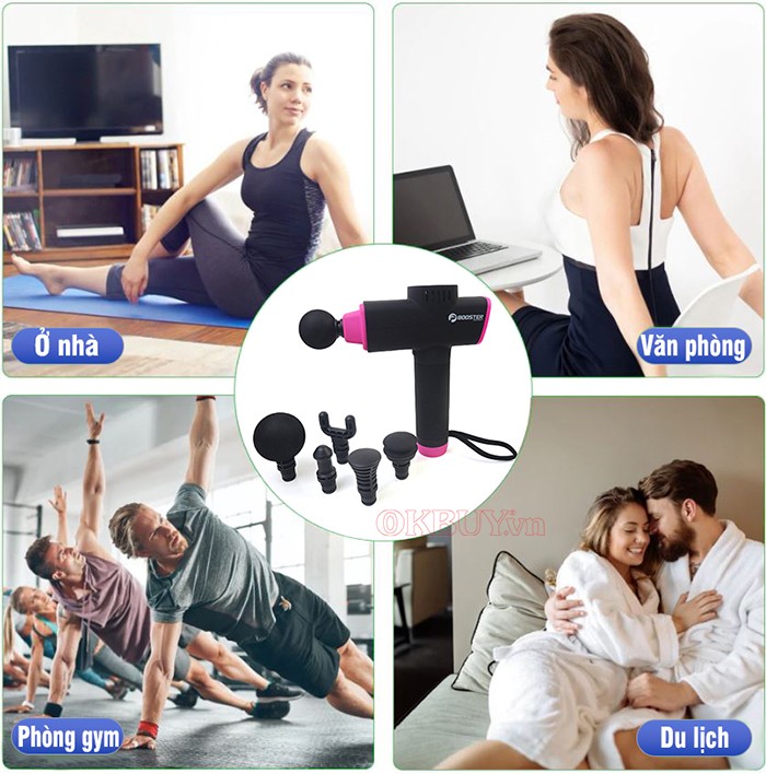 Súng massage gun 6 đầu Booster X3