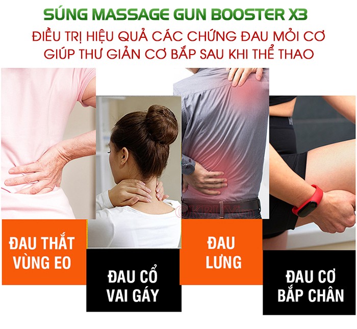 Súng massage gun 6 đầu Booster X3