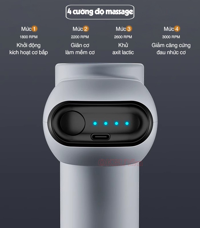 Súng massage cầm tay 4 cường độ massage Booster Mini V2 8 đầu