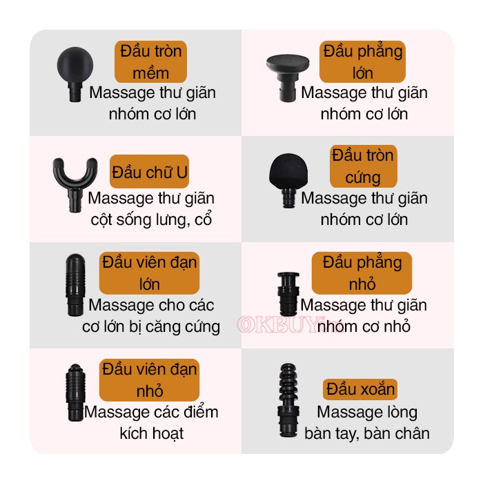 Súng massage cầm tay 8 đầu massage Booster Mini V2 8 đầu