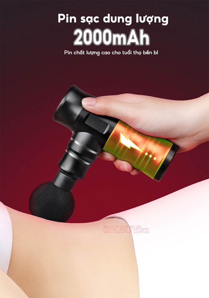 Súng massage cầm tay pin sạc Mini Mingzhen MZ-138G pin sạc dung lượng 2000mAh