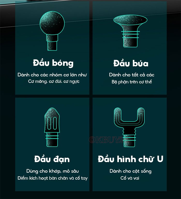 súng mát xa gun Mingzhen MZ-138J 4 đầu massage chuyên sâu