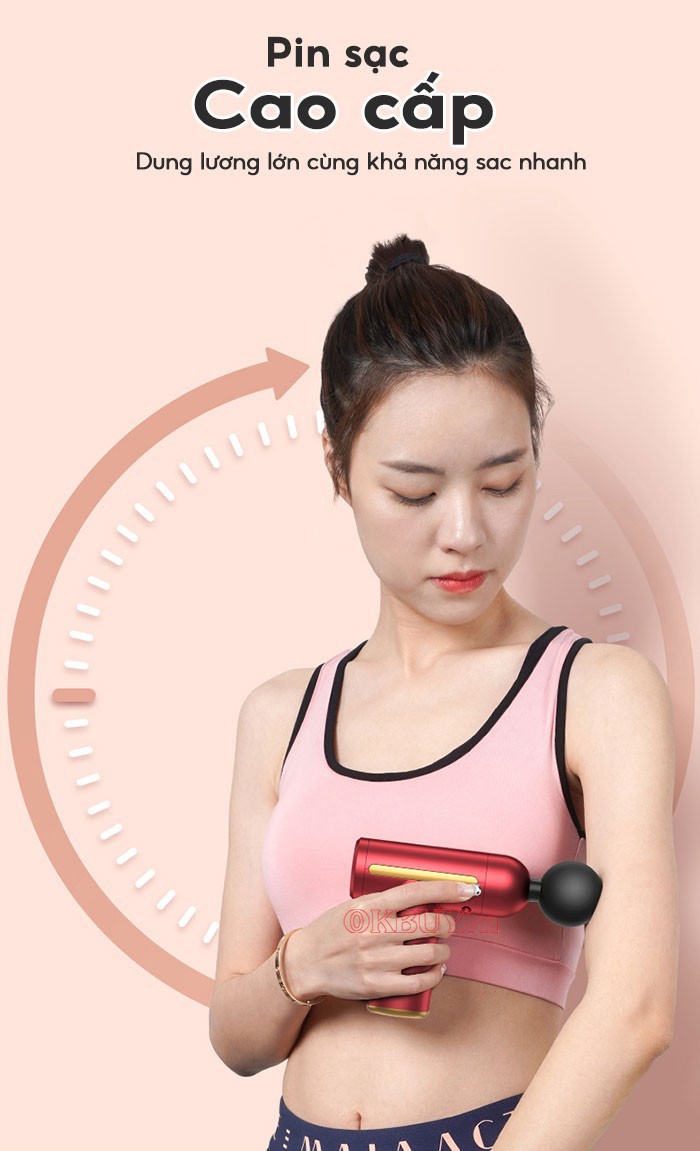 Súng massage cầm tay Mini Mingzhen MZ-138L -  pin sạc Lithium cao cấp