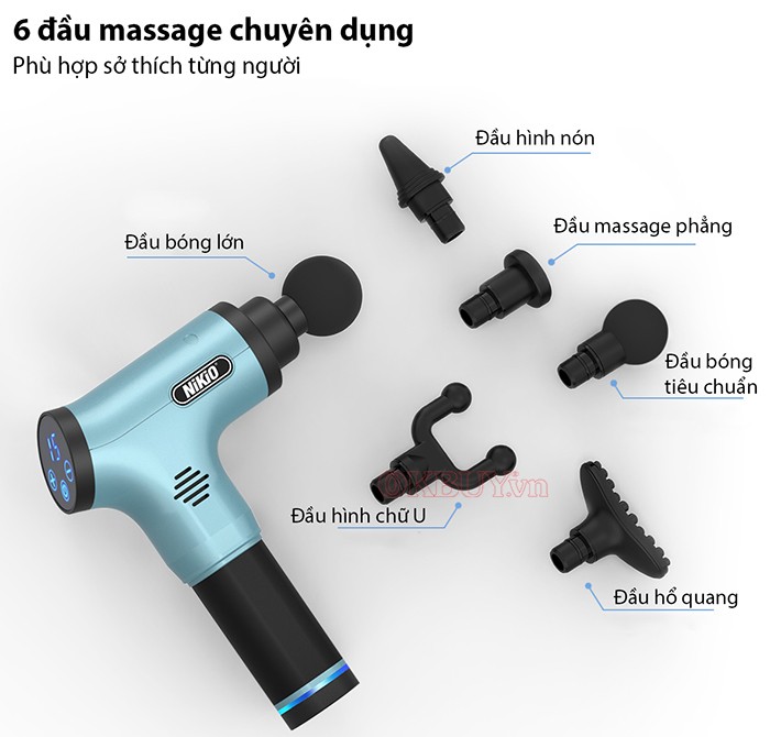 Súng massage gun điều trị căng cơ NIKIO NK-172 - Màu xanh ngọc