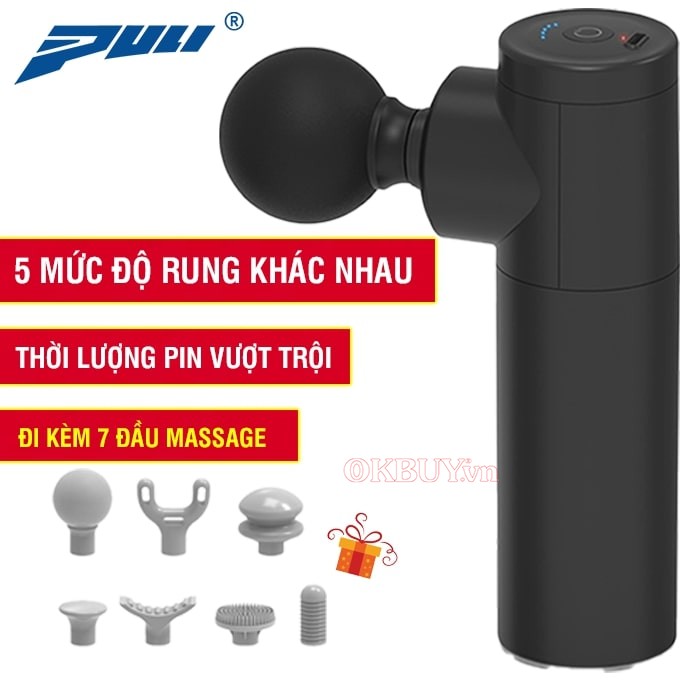 Súng massage cầm tay mini 7 đầu Puli PL-657 - Pin sạc