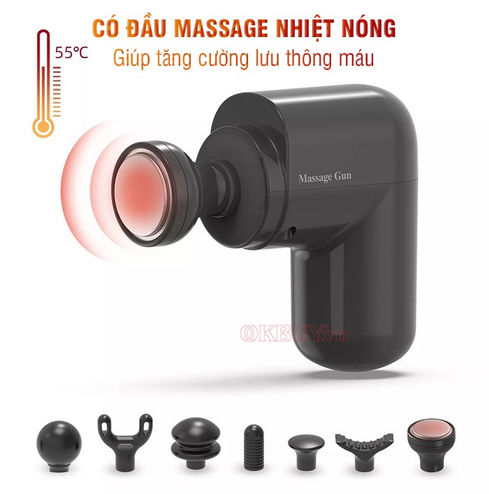 Súng massage mini kết hợp đầu nóng Puli PL-658