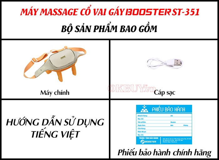 Bộ sản phẩm gồm có của máy massage cổ vai gáy Booster ST-351