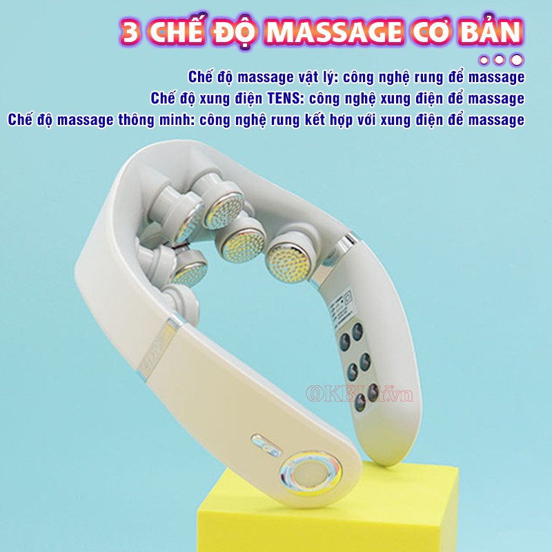 Máy massage cổ xung điện 8D 3 chế độ massage cơ bản Nikio NK-131