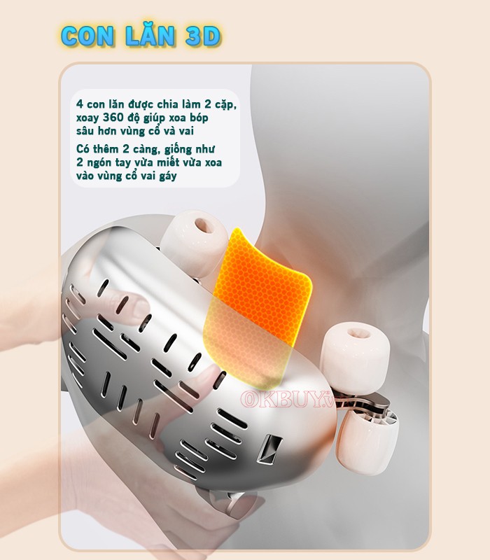 Máy massage cổ vai gáy pin sạc con lăn 3D Nikio NK-139