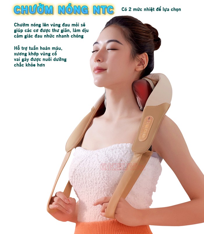 Máy massage cổ vai gáy pin sạc chườm nóng NTC Nikio NK-139