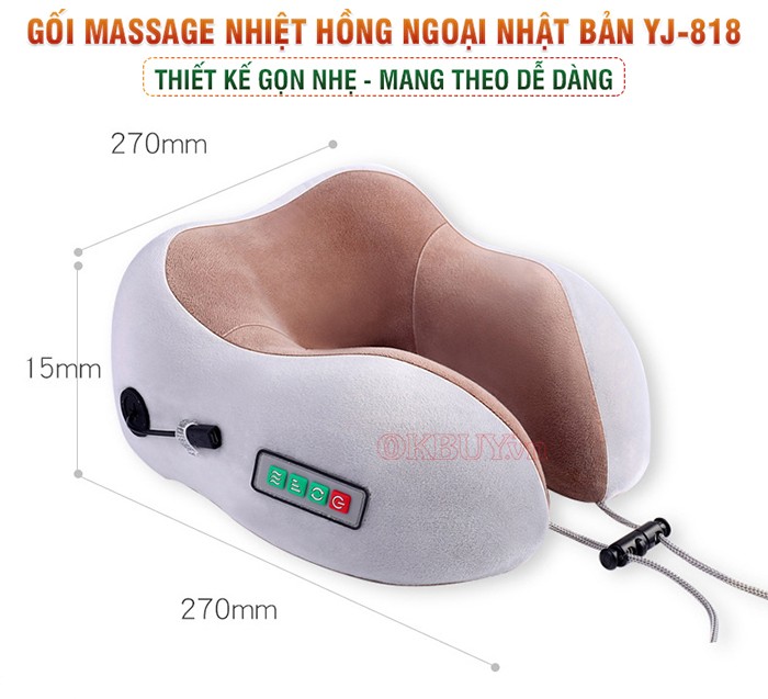 Gối massage nhiệt hồng ngoại trị đau mỏi cổ Nhật Bản YJ-818