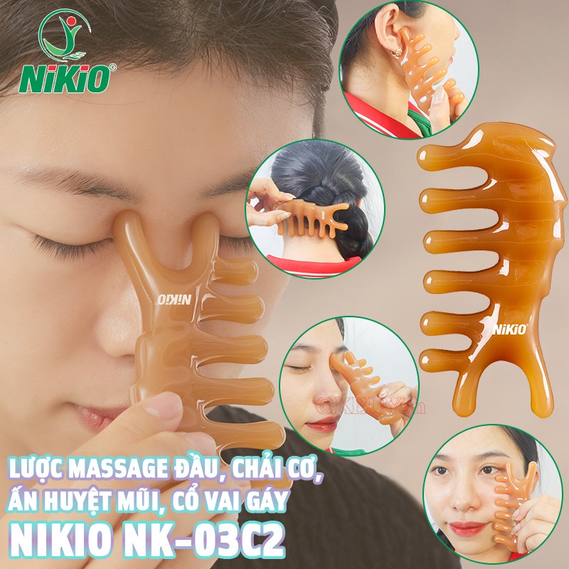 Lược massage đầu, chải cơ, ấn huyệt mũi, cổ vai gáy Nikio NK-03C2