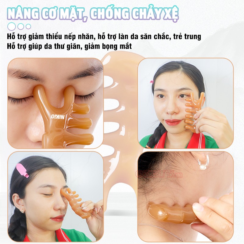 Lược massage đầu, chải cơ, ấn huyệt mũi, cổ vai gáy nâng cơ chống chảy xệ Nikio NK-03C2