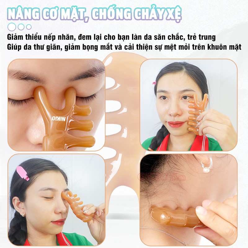 Lược massage đầu, chải cơ, ấn huyệt mũi, cổ vai gáy nâng cơ chống chảy xệ Nikio NK-03C2