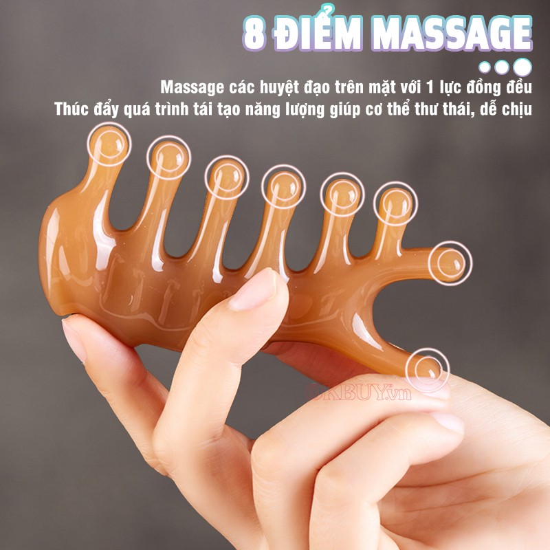 Lược massage đầu, chải cơ, ấn huyệt mũi, cổ vai gáy với 8 điểm massage Nikio NK-03C2