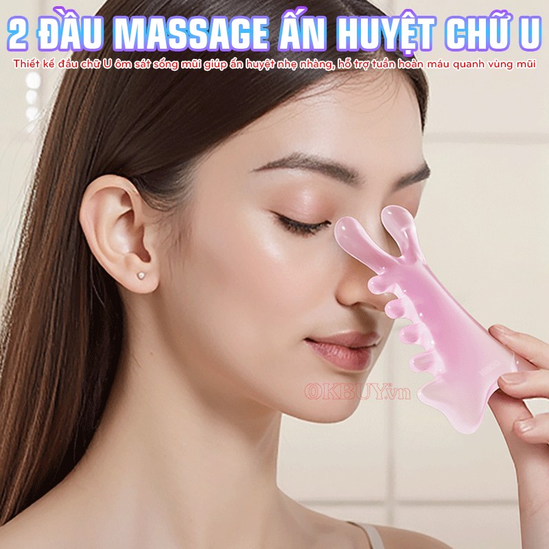 Dụng cụ massage chải cơ, ấn huyệt đa năng 2 đầu massage ấn huyệt chữ U Nikio NK-03C3