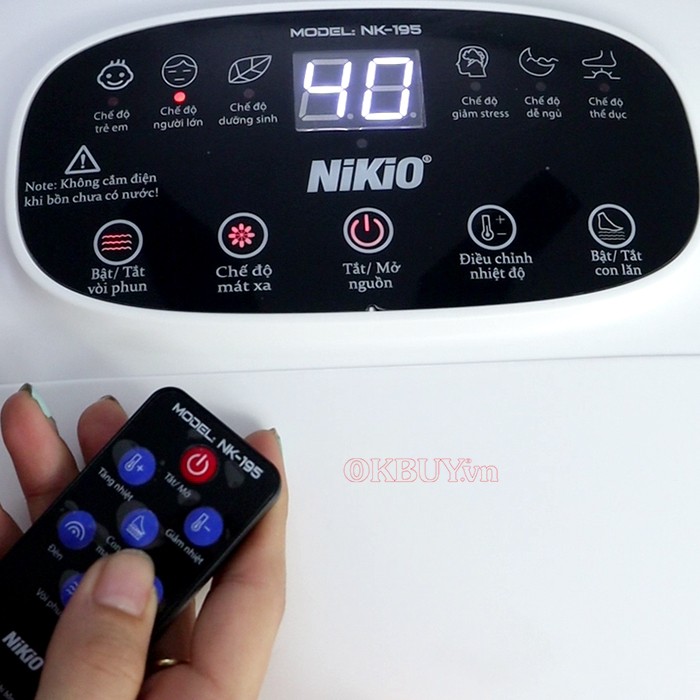 Bồn ngâm chân massage điều khiển tiện lợi Nikio NK-195-new