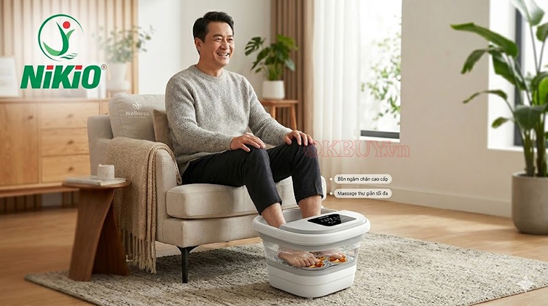 bồn ngâm chân massage gấp gọn Nikio NK-193