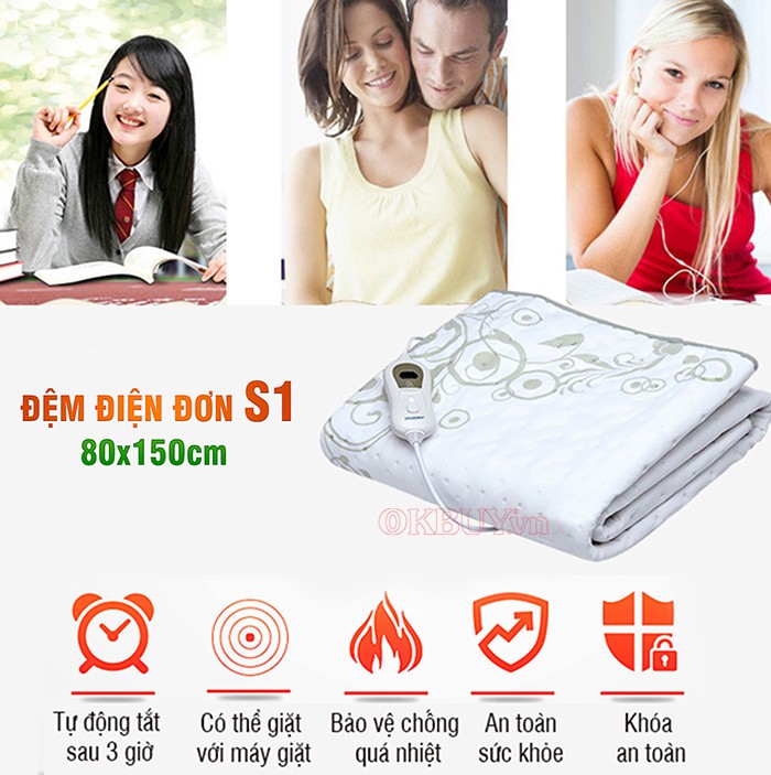 Đệm sưởi ấm điện đơn Lanaform S1 LA180109