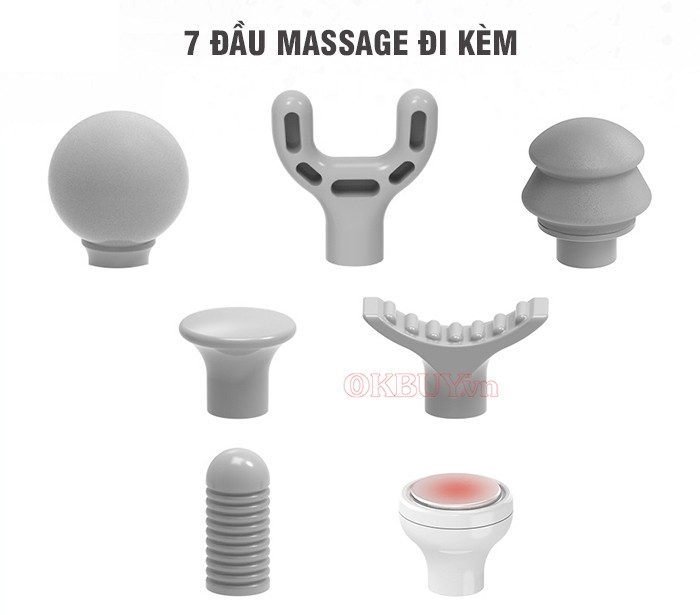 Súng massage với 7 đầu massage thay thế Nikio NK-175