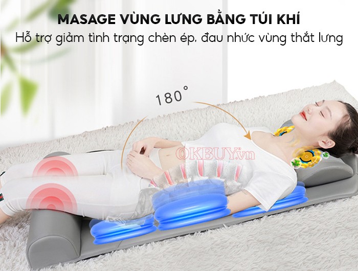 Nệm massage toàn thân túi khí nâng đỡ kéo giãn cột sống lưng Nikio NK-152