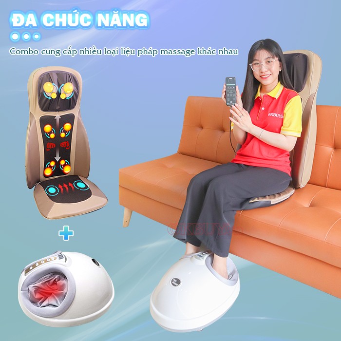 Bộ sản phẩm chăm sóc sức khỏe toàn diện - ghế massage Nikio NK-180 và máy massage chân Puli PL-909 đa chức năng
