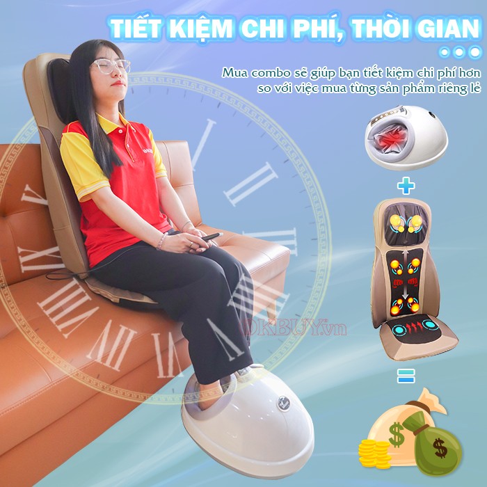 Bộ sản phẩm chăm sóc sức khỏe toàn diện - ghế massage Nikio NK-180 và máy massage chân Puli PL-909 tiết kiệm thời gian và chi phí 