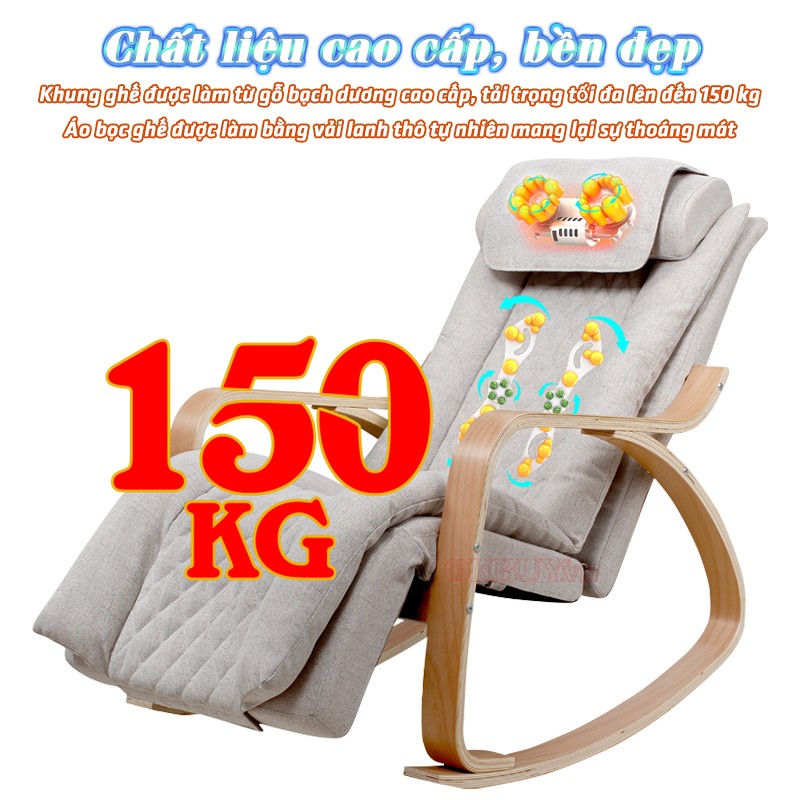 Ghế massage bập bênh khung ghế từ gỗ bạch dương Nikio NK-155