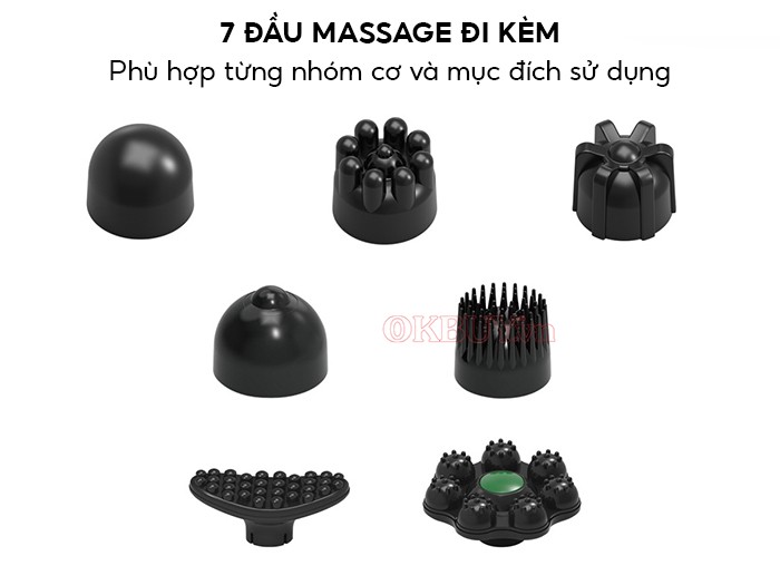 Máy massage cầm tay với 7 đầu massage thay thế Nikio NK-177