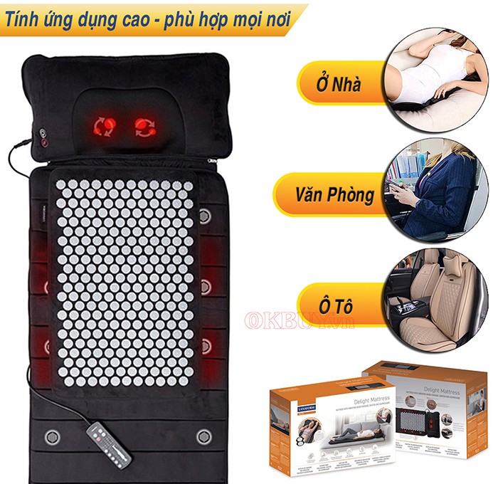 Đệm massage toàn thân có gối lăn hồng ngoại Lanaform Delight LA110316