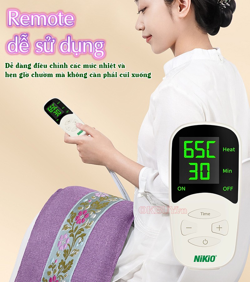 Đệm nhiệt nóng toàn thân remote điều khiển Nikio NK-202