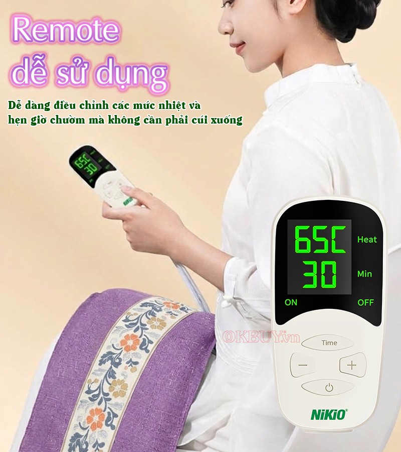 Đệm nhiệt nóng toàn thân remote điều khiển Nikio NK-202
